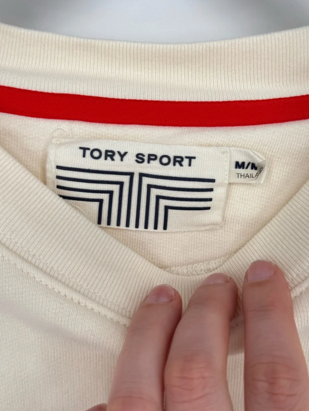 Tory Burch Sport French Terry Varsity Crewneck Sweatshirt LOVE White Medium - Picture 11 of 12